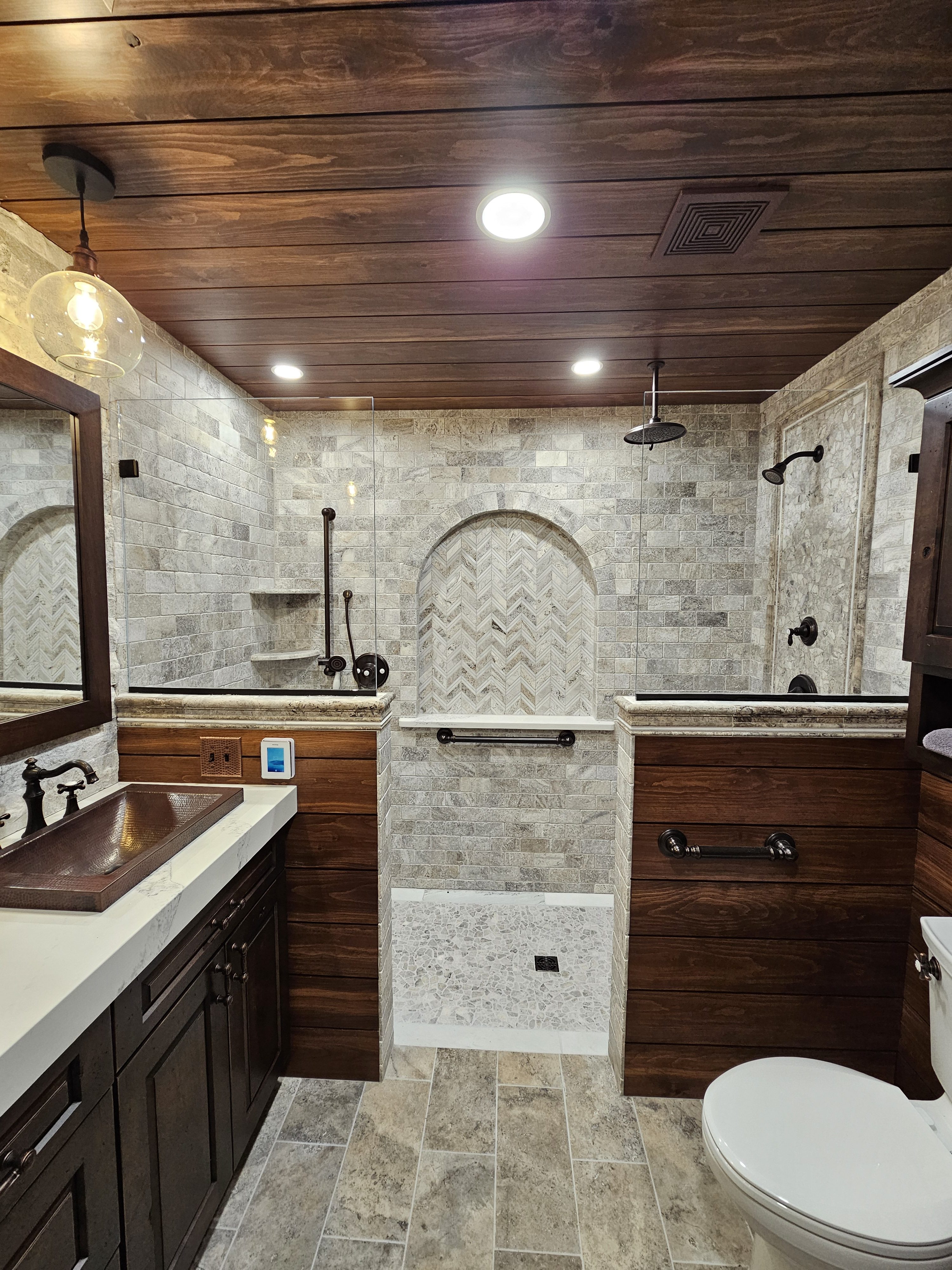 Custom tile installation services for bathroom remodel